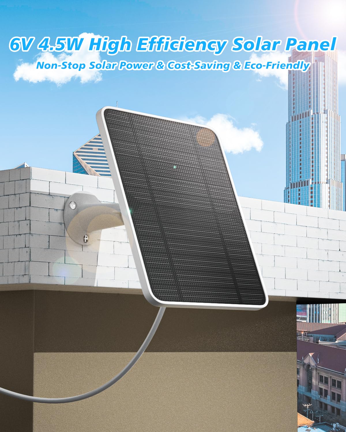 Solar Panel Charger Compatible with Arlo Ultra/Ultra 2/Pro 3/Pro 4/Pro 3 Floodlight Security Camera, 5V 4W Solar Panels Charging IP65 Weatherproof w/ 9.8ft Charging Cable Adjustable Wall Mount (3 Pack)