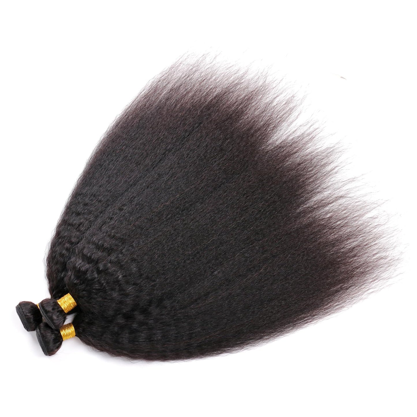 DAIMER Short Length Brazilian Kinky Straight Bundles Human Hair Sew in Unprocessed Virgin Hair Extension Yaki Straight Human Hair Weft Natural Color 14 Inch