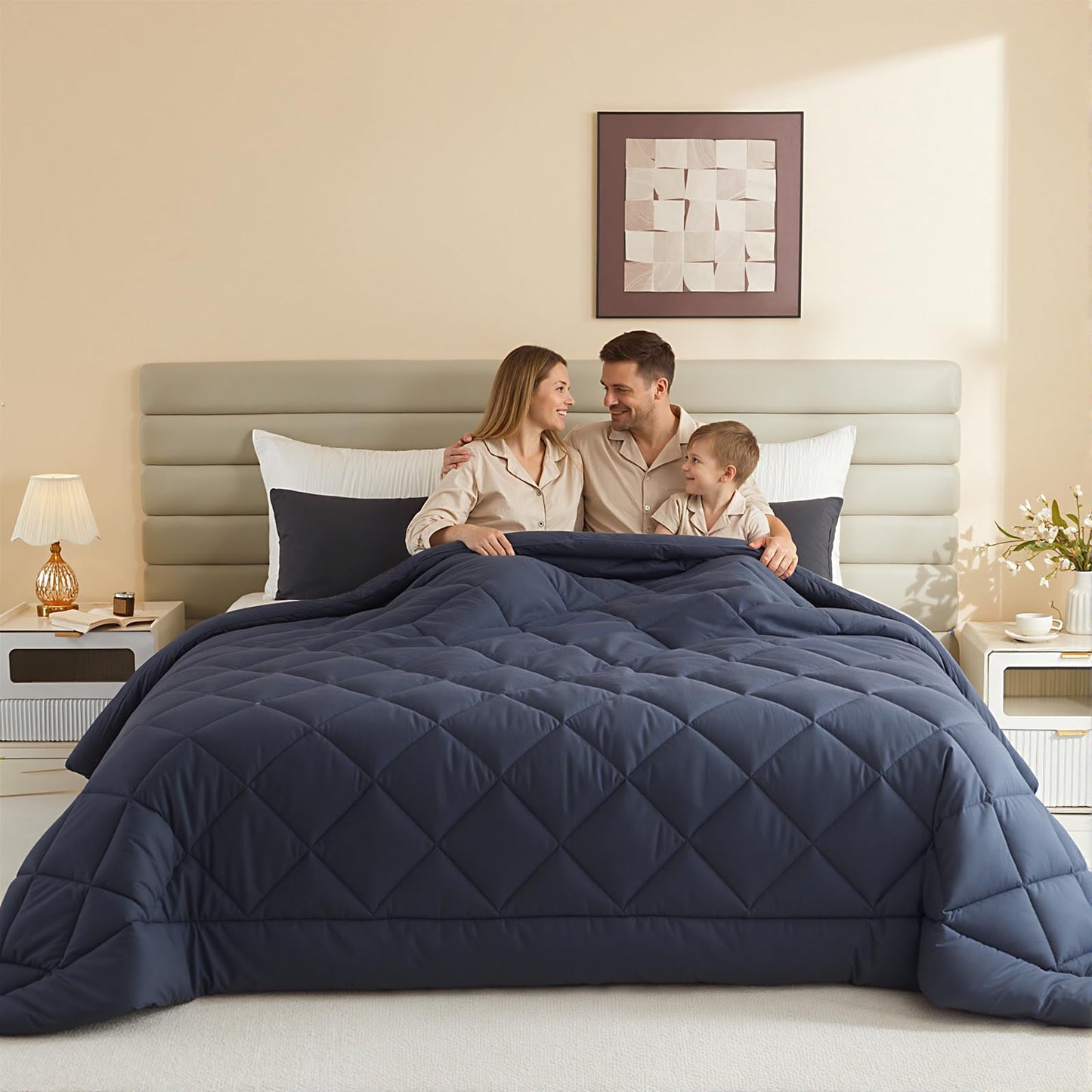 128x120 Oversized King Comforter, Extra Large King Size Comforter Oversized, All Season Soft Lightweight Quilt Down Alternative Duvet Insert with 8 Corner Tabs(120x128, Grey)