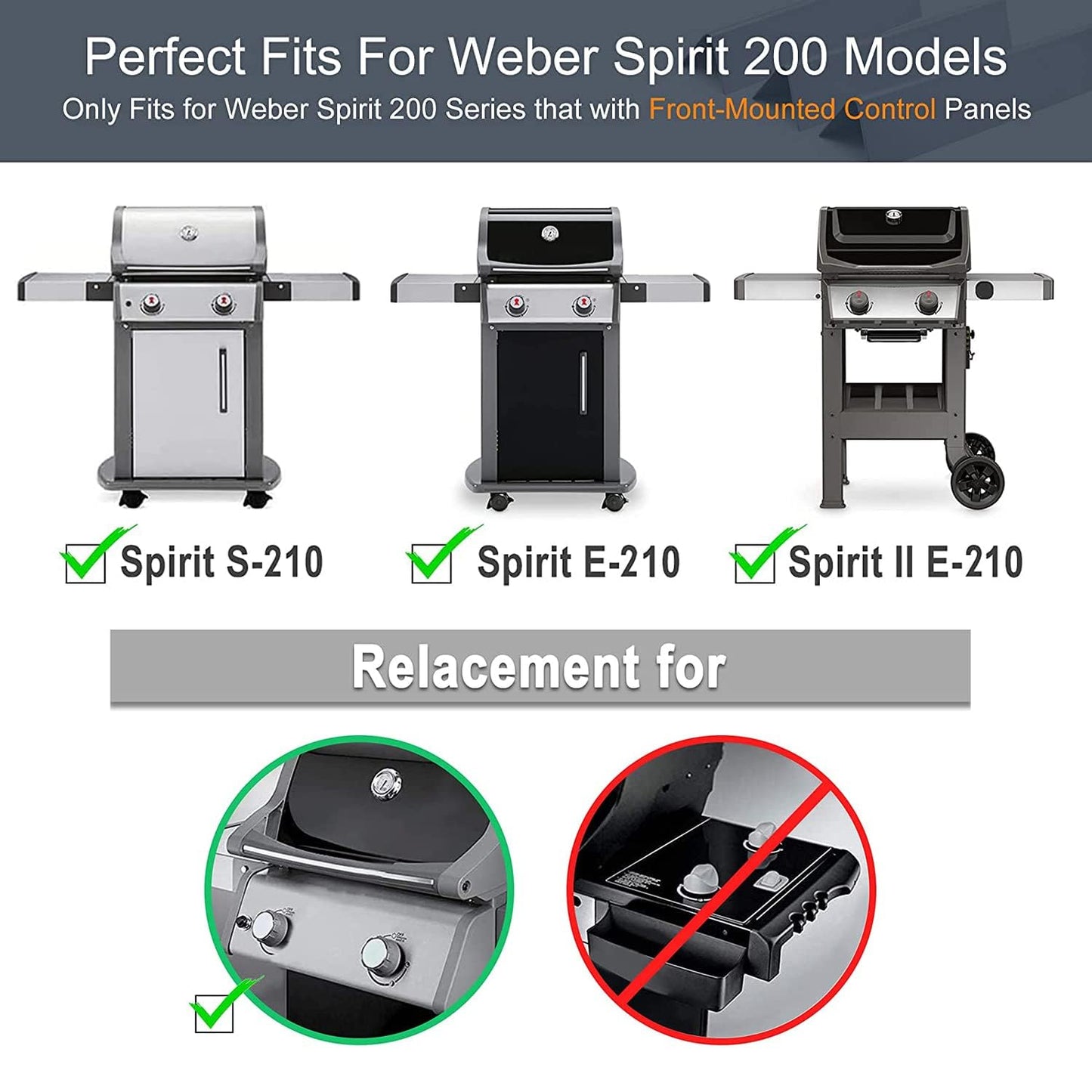 Criditpid Barbecue Replacement Parts for Weber Spirit I & II 200 with Front Control, Spirit E210, E220, S210, S220, Stainless Steel 7635 Flavorizer Bars, 69785 BBQ Burner Tubes & 7642 Igniter Kit.