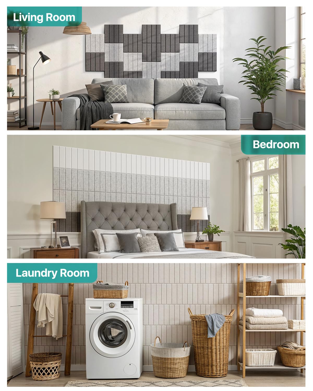 Soundsbay Sound Proof Panels Self-adhesive, 12 Pack Acoustic Panels Soundproofing High Density Panneau Acoustique, 12"×12"×0.4" Acoustic Wall Panels for Bedroom, Door, Ceiling, Living Room Black