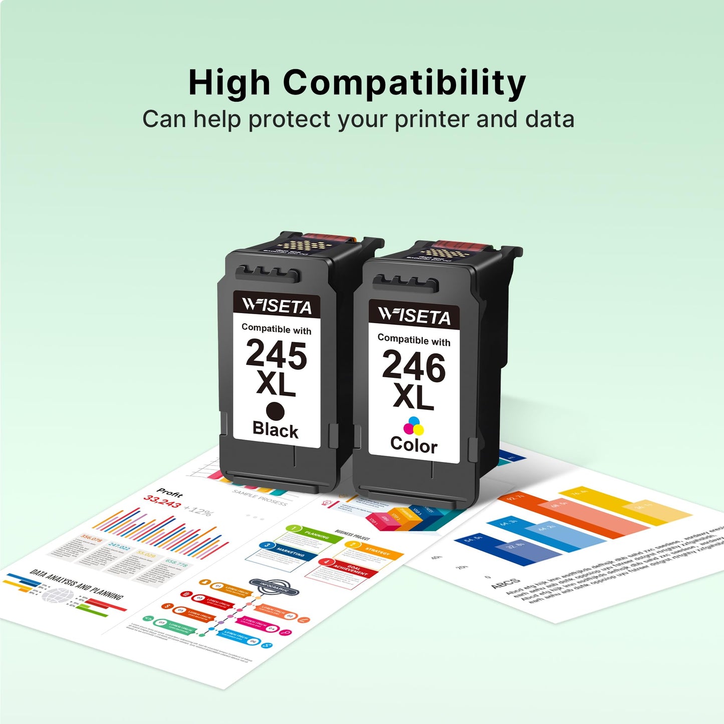 245XL Black Ink 2 Pack for Canon 245XL 245 XL PG245 Compatible with Canon Printer Ink 245 XL for PIXMA MX492 TS3120 TR4520 MG2920 TS3320 MX490 Printer