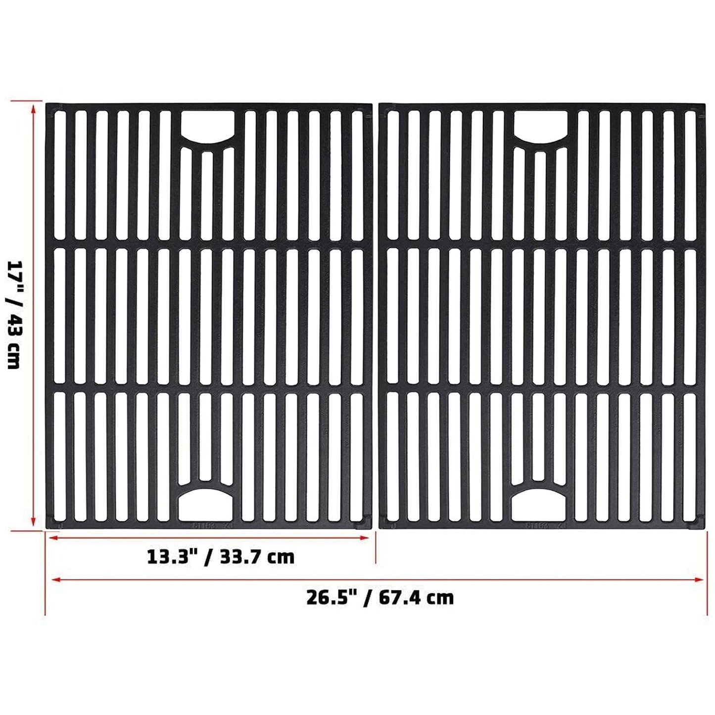 Uniflasy Cast Iron Cooking Grate Replacement for Nexgrill 4 Burner 720-0830H, 720-0958A, 720-0670A, 720-0783E, 5 Burner 720-0888N, Replacement for Kenmore 41516106210 415.16106210, 17 Inches