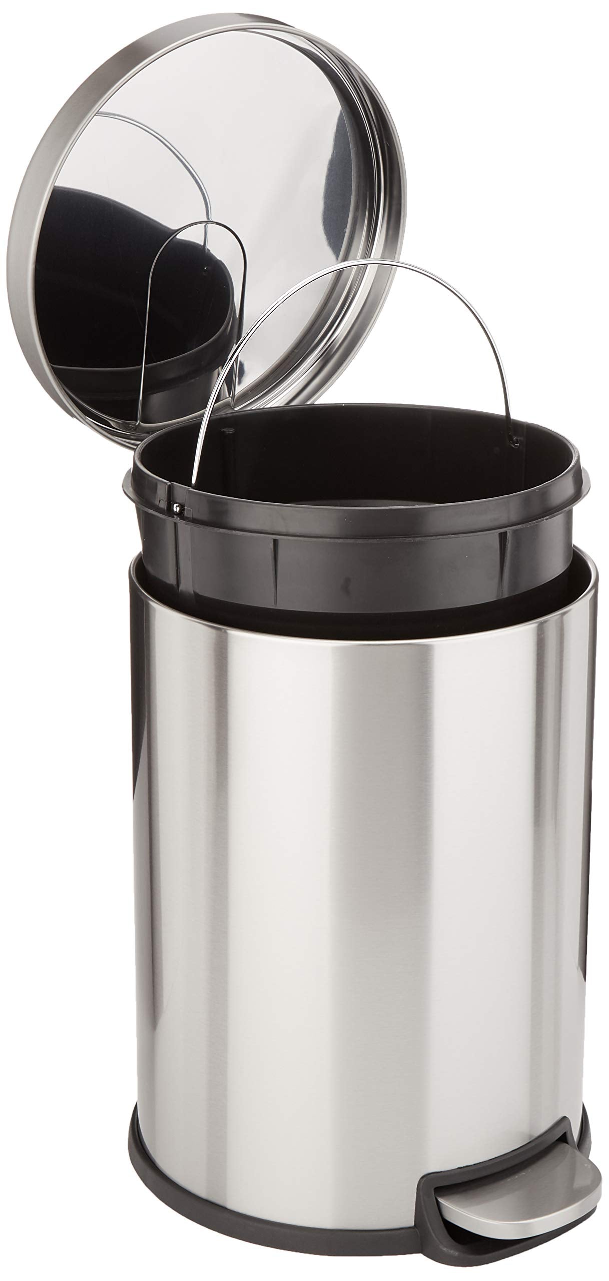 Amazon Basics Round Soft-Close Trash Can - 20L, C-10079S-20L, Brushed Stainless Steel