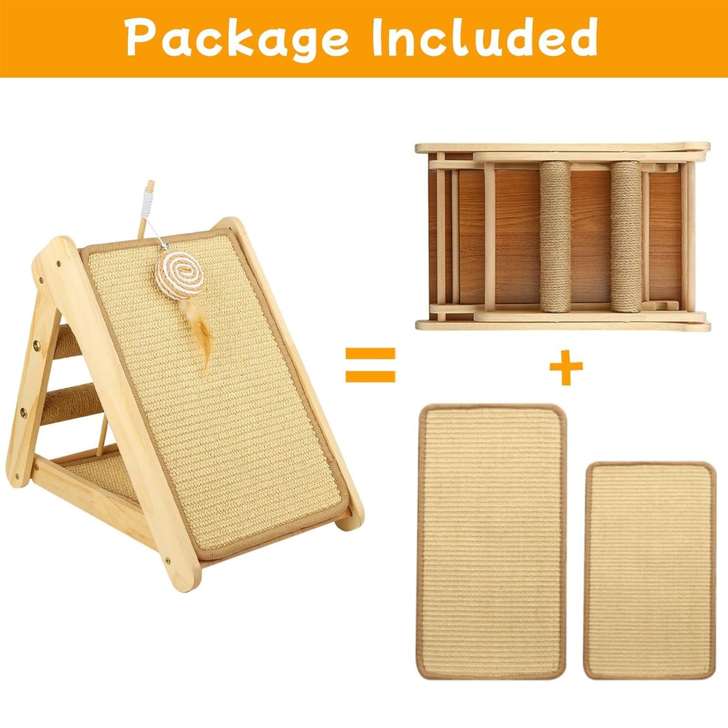 Cat Scratching Post for Indoor Cats,Standing Cat Scratching Pad with Natural Sisal Cat Scratcher Mat,Foldable Wooden Griffoir Pour Chat,Multifunctional Grattoir Pour Chat,Protect Cat Scratch Sofas