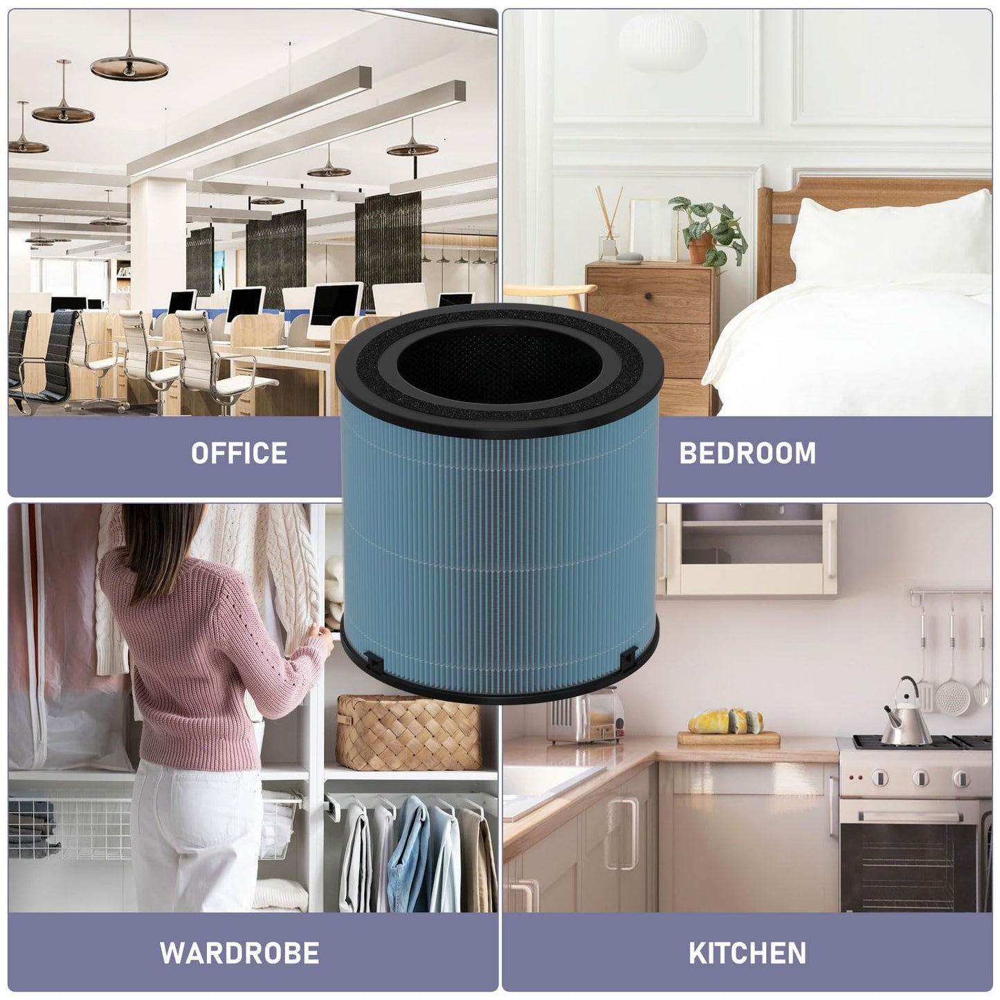 Ontheone AP1001 True HEPA Replacement Filter Compatible with AIRTOK AP1001 Air Purifier, Compare to Part # AP1001-RF, 5-Layer Purification System, 2 Pack