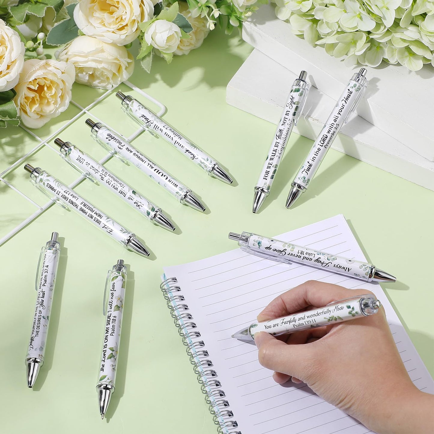 Sayglossy 50 Pcs Bible Verse Pens Bulk Christian Religious Easter Gifts 1.00mm Black Ink Graduation Ballpoint Pens Inspirational Scripture Faith Gifts Office Supplies for Women Men Coworker Office