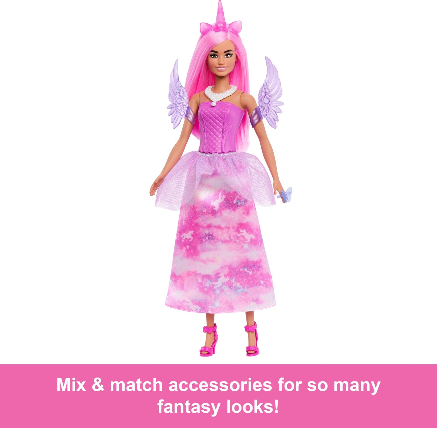Barbie Advent Calendar with Doll & 24 Surprise Toy Accessories Including Unicorn & Pets, Transform Fashion Doll into Mermaid, Fairy & More