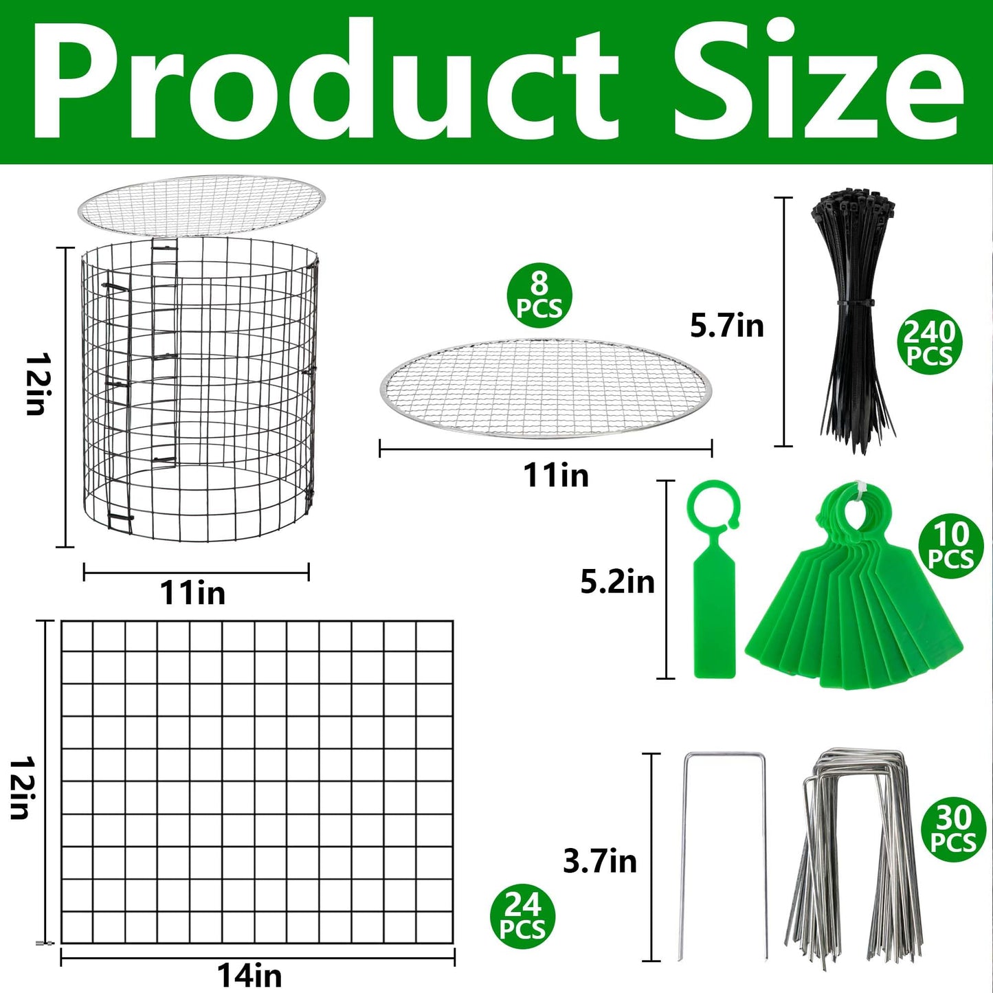 Adnee 8 Pack Wire Plant Protector with Cover-12" x 11" Detachable Plant Protector Metal Plant Cages-Garden Plant Cages for Flower Vegetable to Keep Animals Out