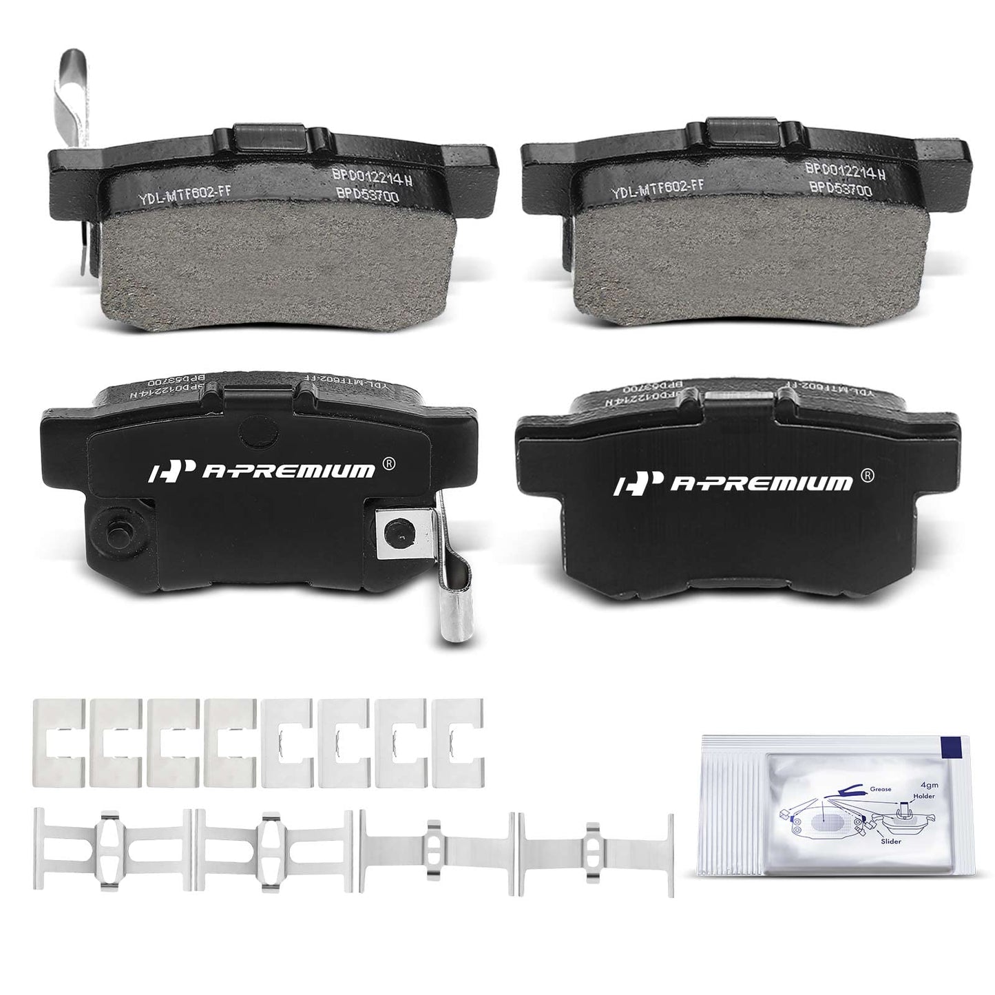 A-Premium Rear Ceramic Disc Brake Pads Set Compatible with Select Acura, Honda and Suzuki Models - Accord, Civic, CL, CSX, EL, ILX, Integra, RSX, TL, TSX, Vigor, CR-Z, Prelude, S2000, Kizashi, SX4