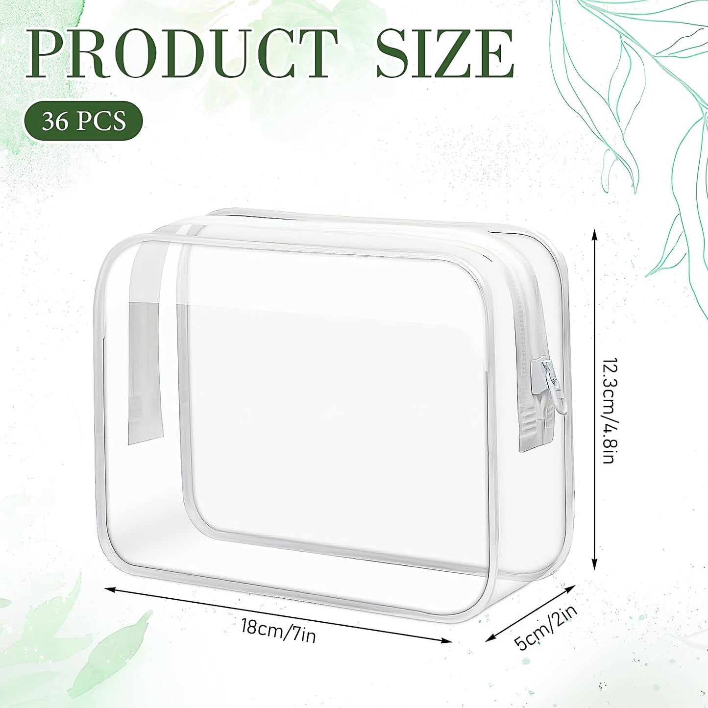 36 Pack Clear Makeup Bags Bulk, Clear Cosmetics Bag Plastic Travel Bags Clear Plastic Toiletry Bags with Zipper Waterproof Portable Clear Bags for Travel Women Men Bathroom Organizing, White