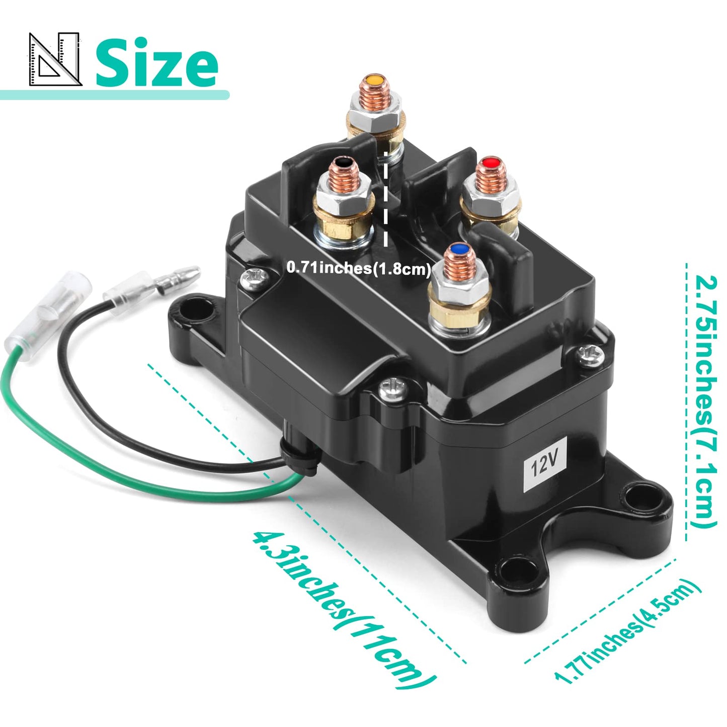 12V 250A Winch Solenoid Relay Contactor Thumb Truck for ATV UTV 2000-5000lbs Winch with 6 Protecting Caps