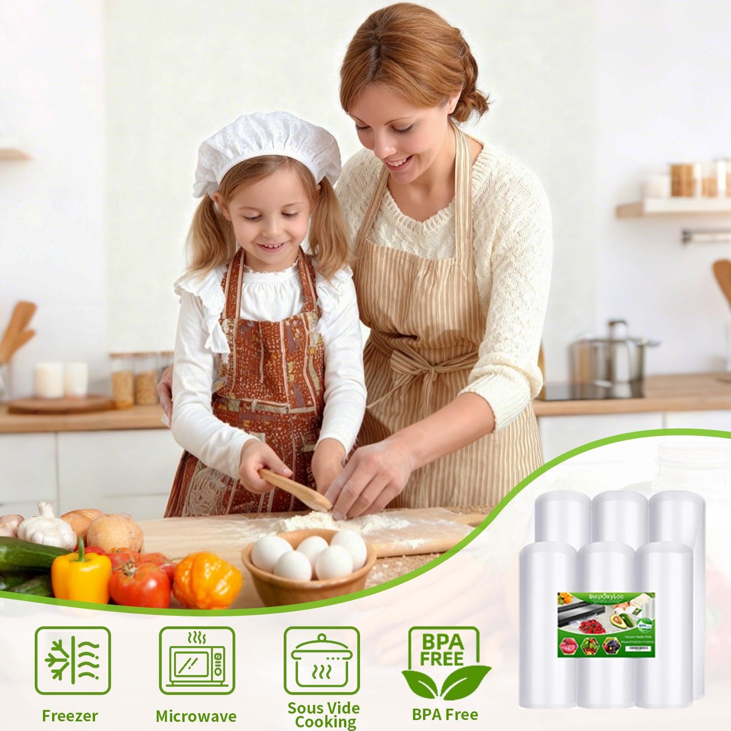 SurpOxyLoc 200 Quart Size 8x12Inch Food Vacuum Sealer Bags with BPA Free,Heavy Duty,Great for Sous Vide and Vac Seal storage