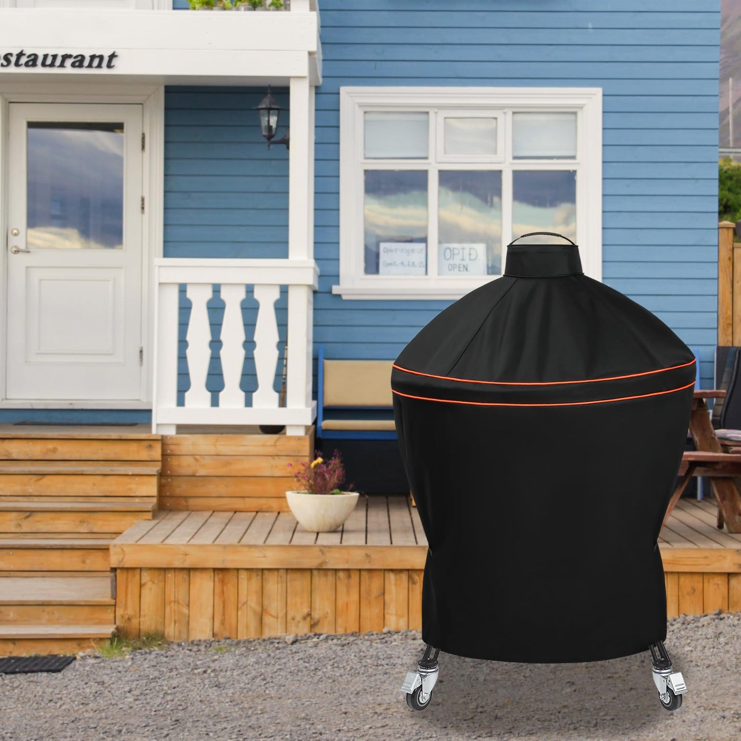 Suphomeware Grill Cover for Kamado Big Joe 24 Inch, Waterproof Heavy Duty Black Grill Cover