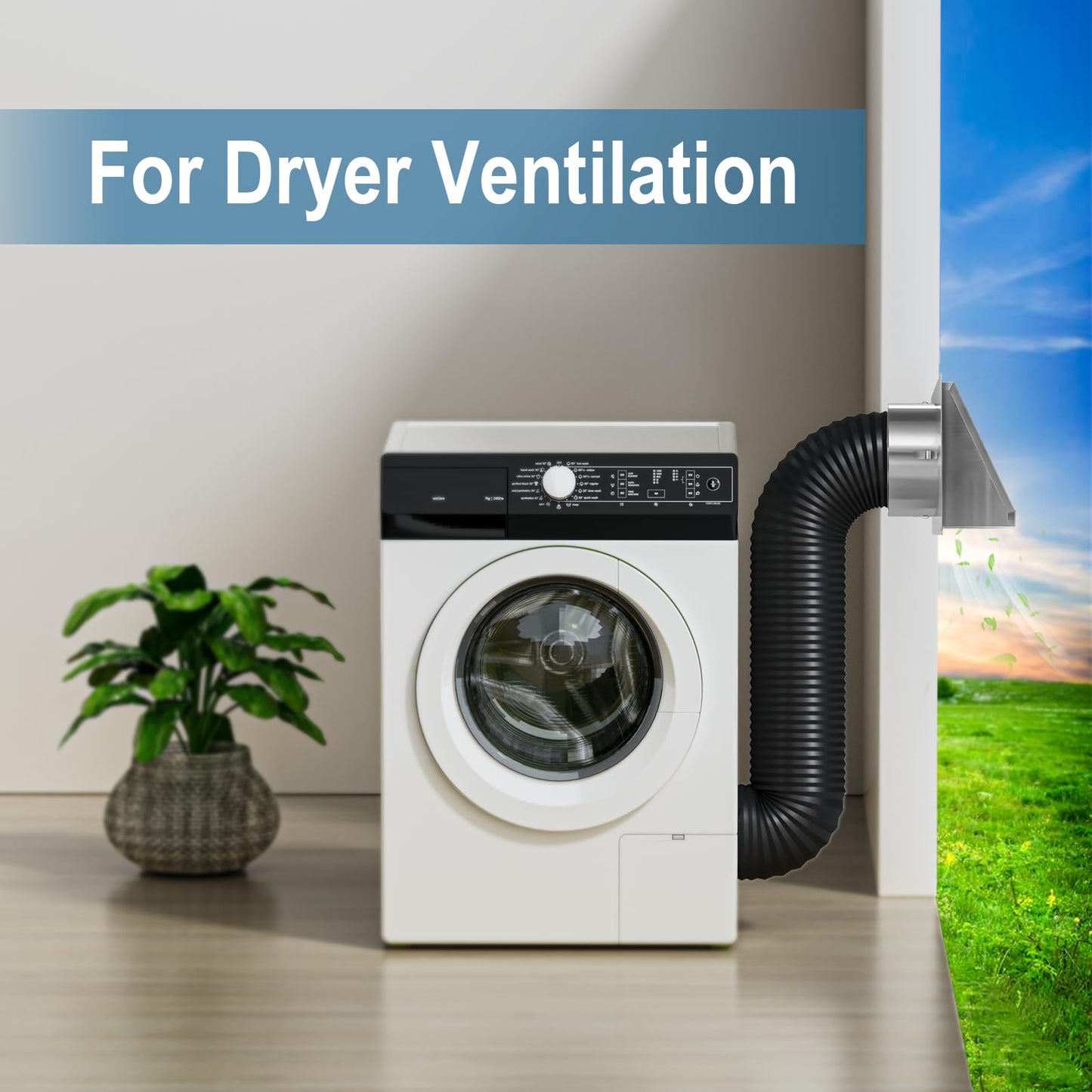 Hon&Guan Dryer Vent Cover Outside 4 Inch with Removable Mesh -304 Stainless Steel Wall Vent Exhaust Vent Cover Rubber Cushioned Non Return Flap