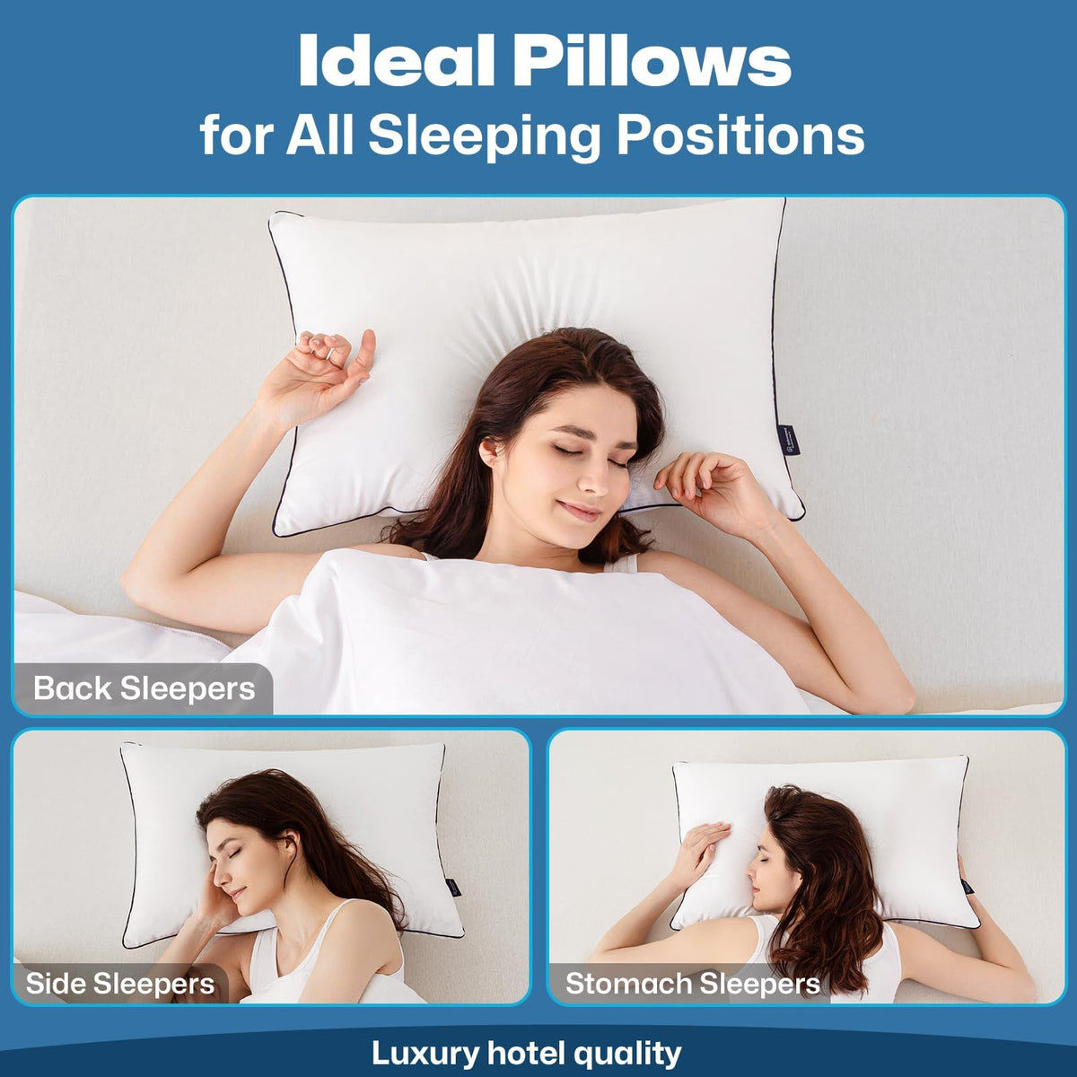 King Size Pillows Set of 4 - Bed Pillows for Sleeping 4 Pack, Cooling Supportive Hotel Pillows with Premium Soft Down Alternative Fill for Side Stomach and Back Sleepers