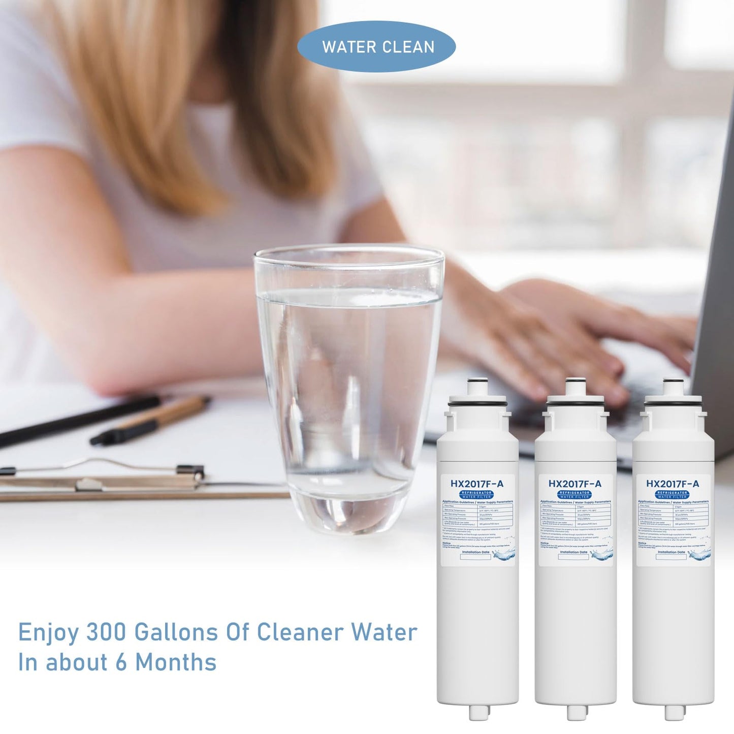 HX2017FR-A HX2017F-A Water Filter Cartridge Compatible with Hisense HRF266N6CSE1, HRF266N6CSE, HRF209N6CSE, HRF254N6TSE, HRF254N6DSE Twist-In Models, 3 Packs