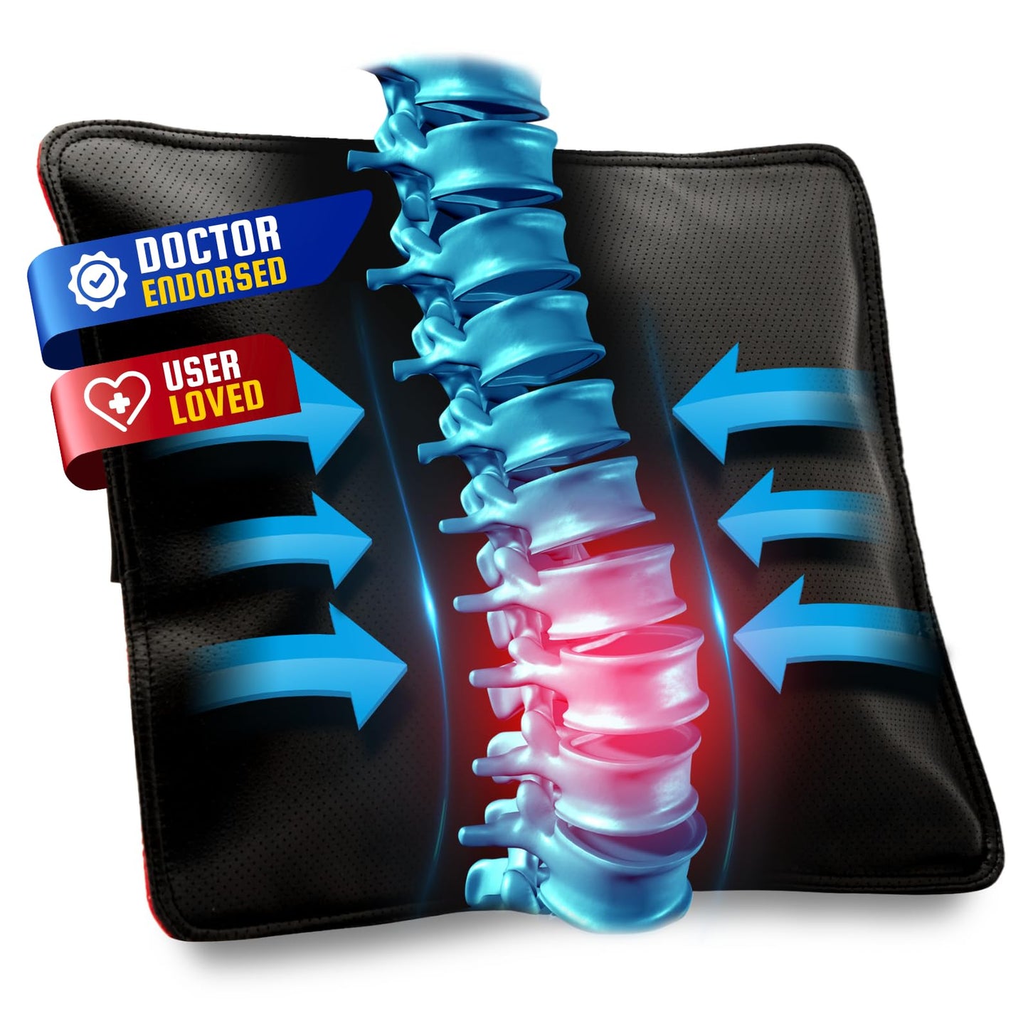 3-Second Pain Relief! AJUVIA Back Vitalizer Lumbar Support Pillow, Premium Ergonomic Back Support Cushion for Office Chairs, Car Seats, Better Posture