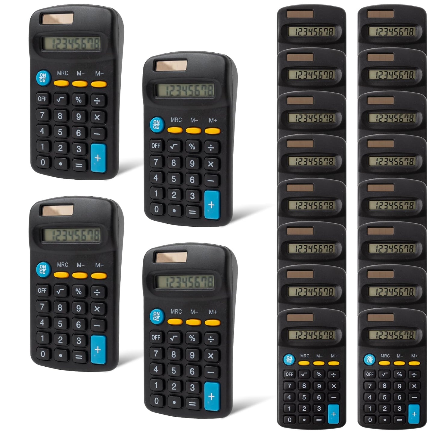 Pocket Size Basic Calculator, 20 Pieces Student Function Solar Battery Dual Power Mini Calculator for Student Kids School Home Office Desktop Accounting Tools, Black