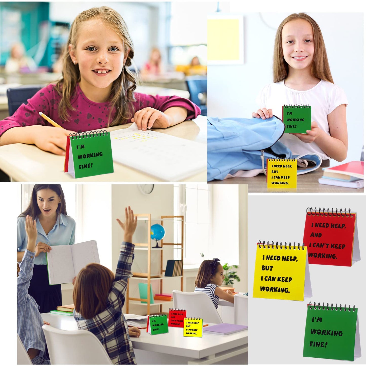 Jutom 48 Pcs Classroom Management Tools for Teacher, I Need Help Mini Flip Chart, Classroom Behavior Must Haves for Teacher, Incentives Kids Self Assessment Cards for Educational Learning Supplies
