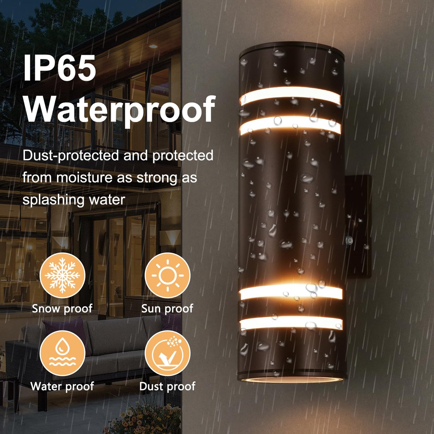 Outdoor Lights Wall Mount, Waterproof IP65 Outdoor Wall Lights, Up and Down Porch Lights Outdoor Oil Rubbed Bronze Aluminum Exterior Outdoor Light Fixture for Garage Patio, Housen Solutions