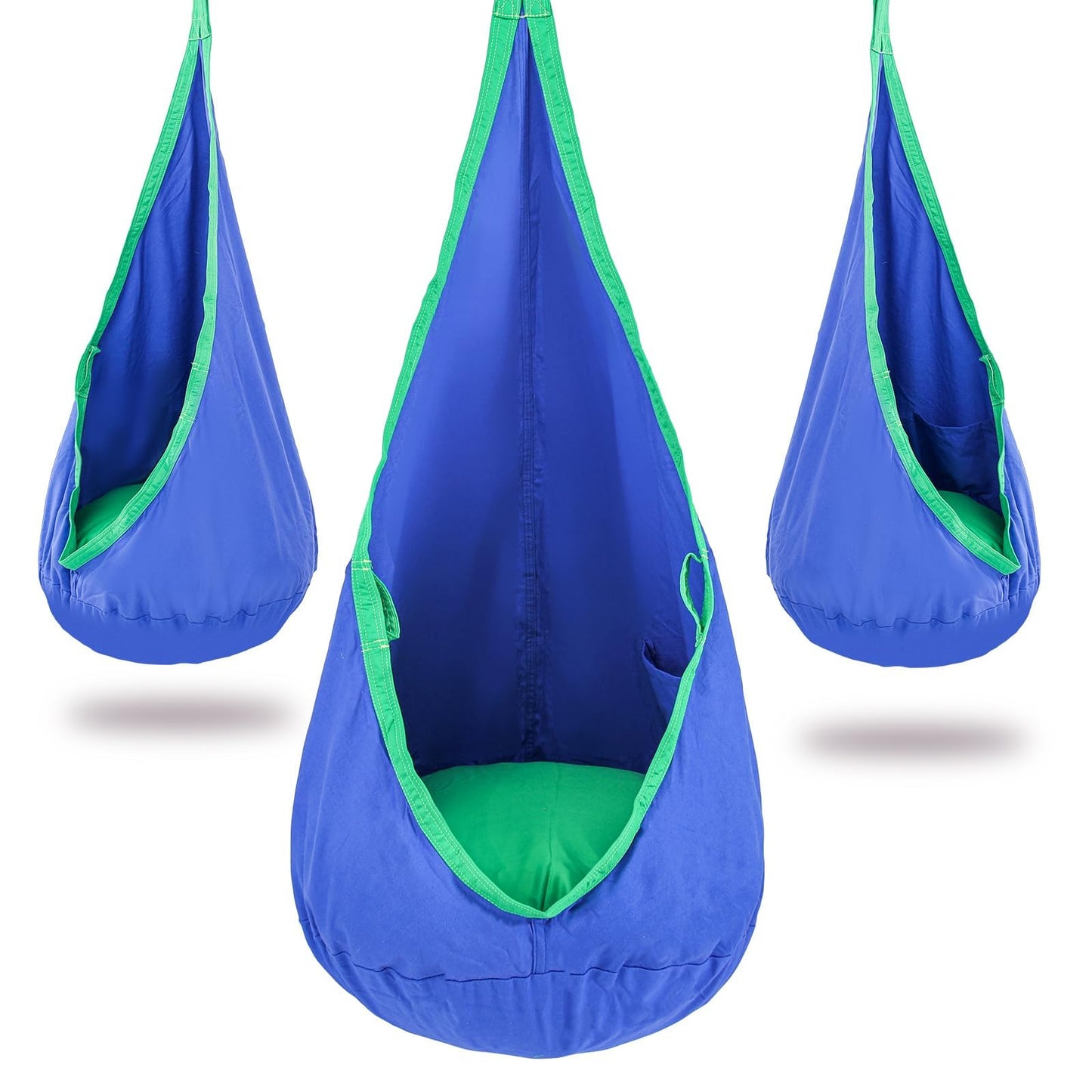 YAERSI Kids Pod Swing Seat 100% Cotton Child Hammock Chair with PVC Inflatable Cushion for Indoor and Outdoor Use Portable