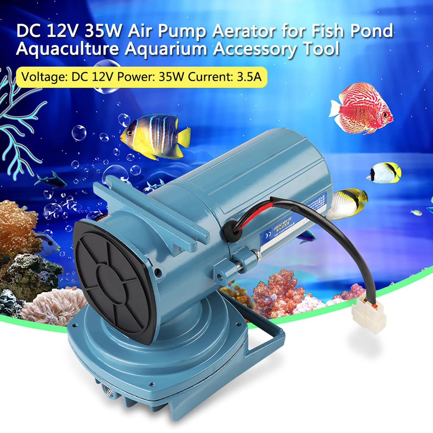 Air Pump,DC 12V Aquarium Air Pumps,35W Compressor Aerator,Air Pump Aerator for Fish Pond Aquaculture Aquarium Accessory Tool