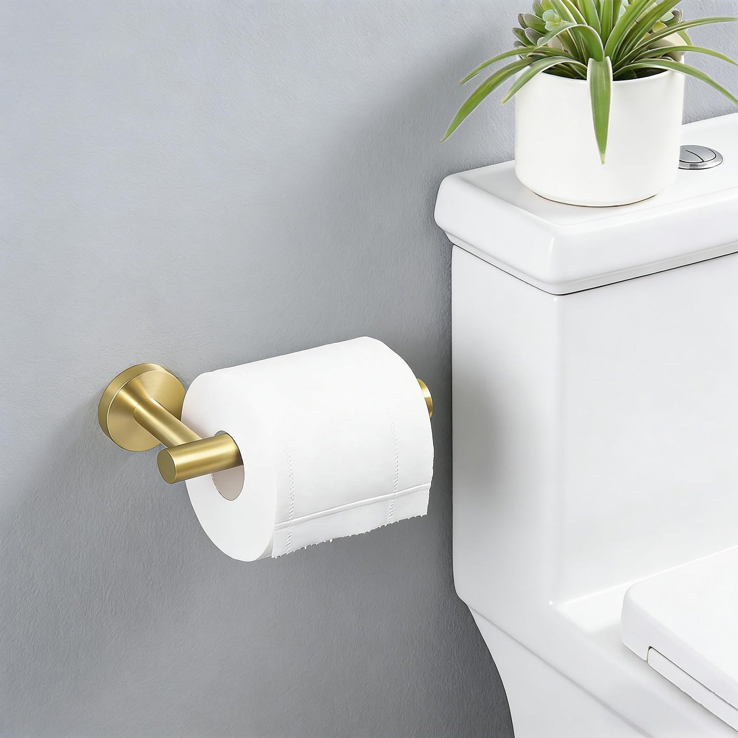 FAIRGIA Toilet Paper Holder Towel Ring Brushed Gold Bathroom Hardware Hand Towel Holder Bathroom Accessories Set Wall Mount Stainless Steel 2 Pieces