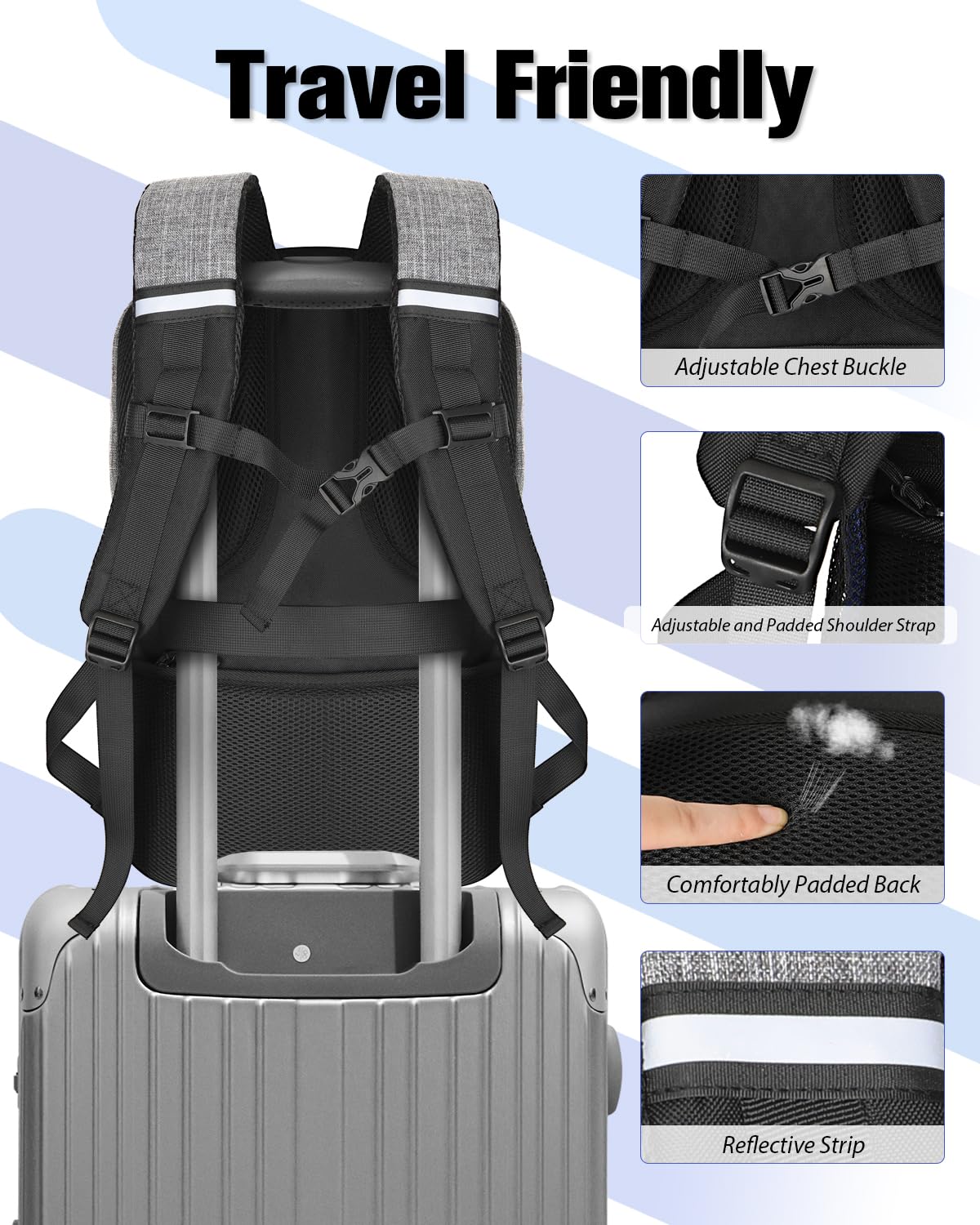WOLT Skateboard Backpack, 15.6 Inch Laptop Backpack for Men Women, Sports Backpack with Ball Holder, Grey, One Size, Skateboard Backpack