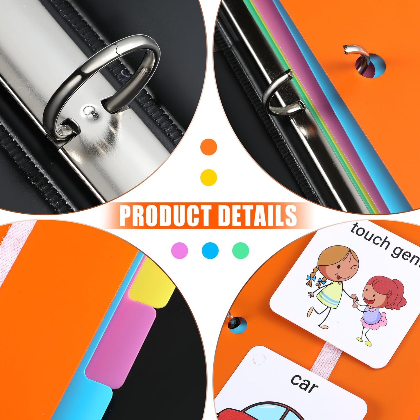 Ctosree 246 Pcs Communication Book Small Tools for Visual Schedule Picture Cards Include 3 Ring Binder Dividers 100 Adhesive Labels 5 Card Dividers for Kids ADHD(Multi Color)