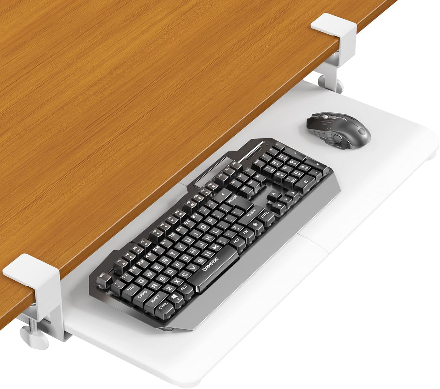 ERGOMAKER Keyboard Tray Under Desk 25.6"×11.8" (65×30cm), Adjustable Ergonomic Sliding Keyboard & Mouse Tray Slide Out Easy Assembly, Suitable for Office/Home/School (White)