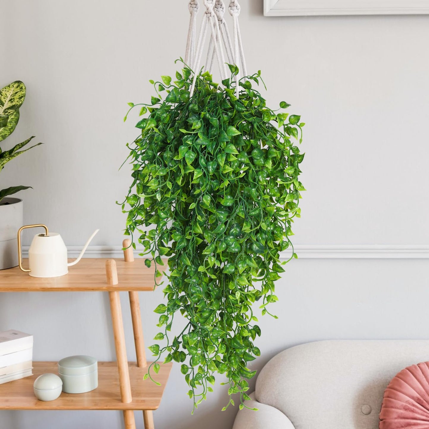RECUTMS 4 Pcs Artificial Hanging Eucalyptus Greenery Plants 33Inch Fake Wall Swags Plant Faux Leaves Ivy UV Resistant Pothos Indoor Outdoor Home Garden Wedding Jungle Party Patio Spring Decor