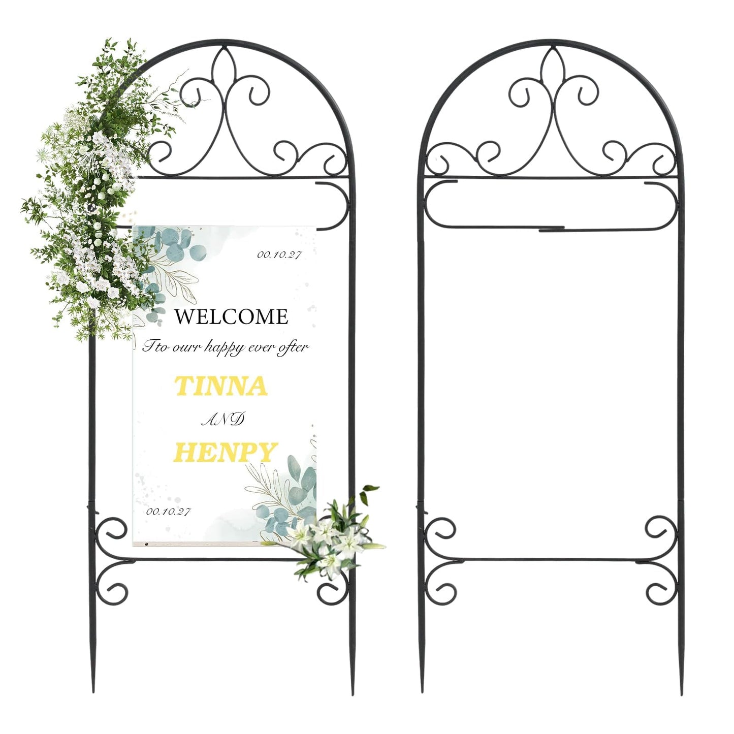 Stuffygreenus 2 Pack Metal Garden Flag Holder for Wedding Stand Heavy Duty Metal Yard Flag Pole Stake Fits Max 14 x 25 Inch for Seasonal Flags Lawn Patio Garden Decor (No Flags Included)