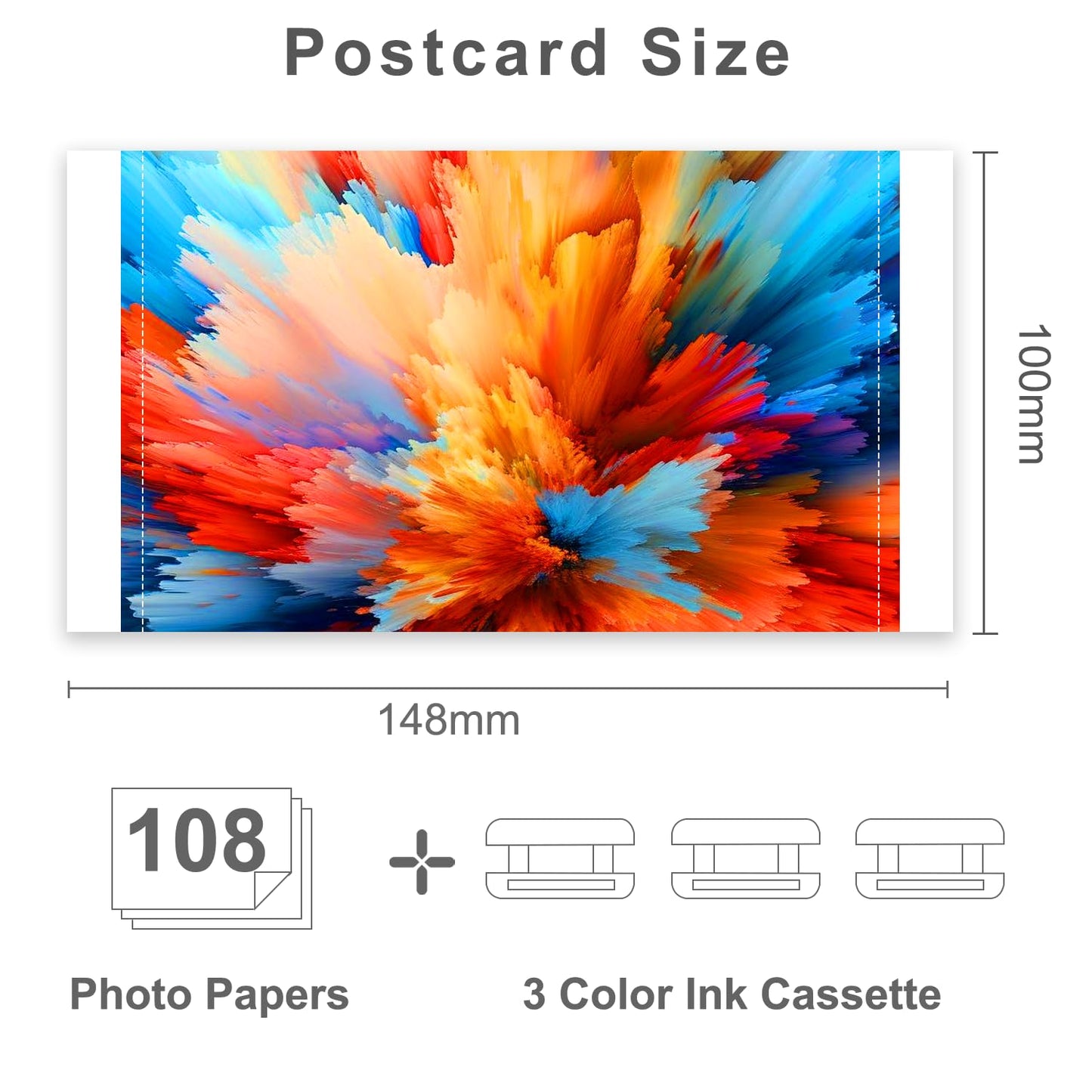 Compatible for Canon Selphy CP1300 Paper and Ink,KP-108IN 3 Color Ink Cassette and 108 Sheets 4 x 6 Glossy Paper for Selphy CP1500 CP1300 CP1200 CP1000 CP910 CP900 CP810 Printer