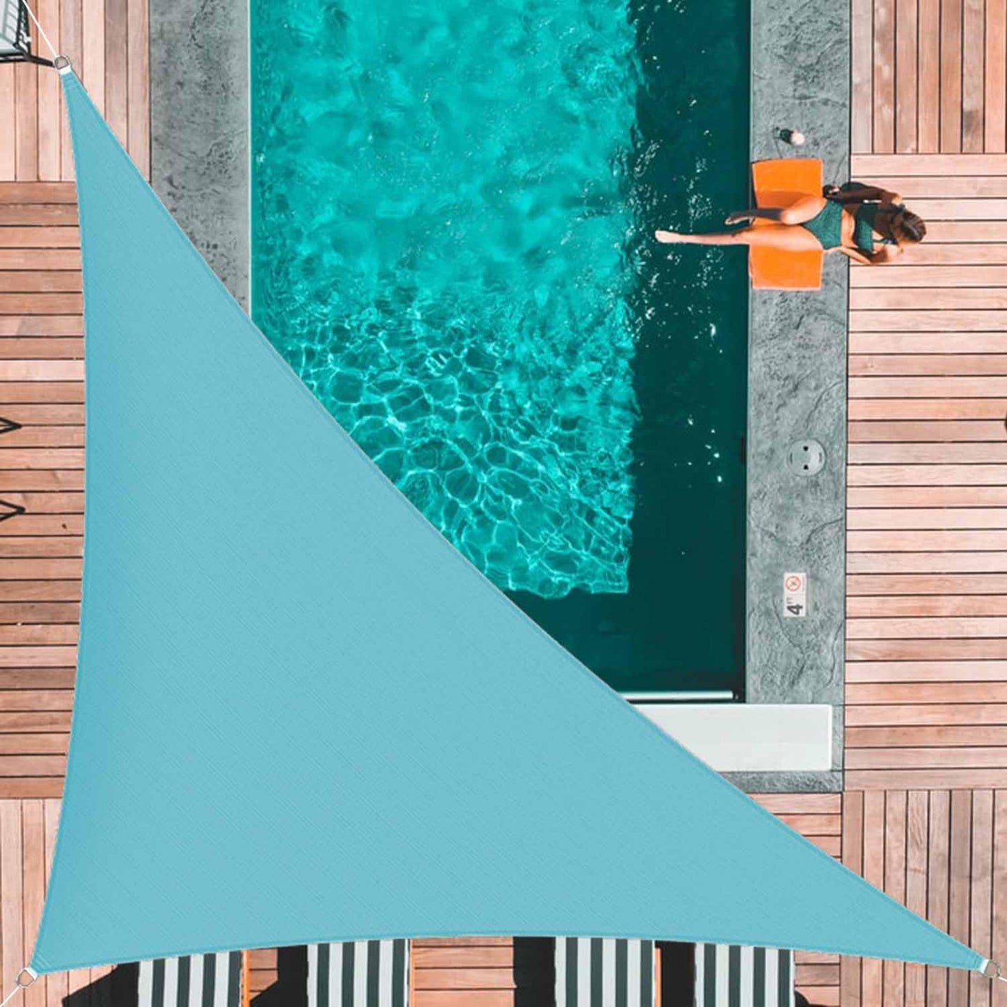 Sunal Blue Triangle Sun Shade Sail 13'x13'x19' with Installation Fixing Kit,Outdoor Water Resistant Shade Sail,Garden Sun Sail,PES Polyester Incl Fixing Rope for Balconies,Terraces and Gardens