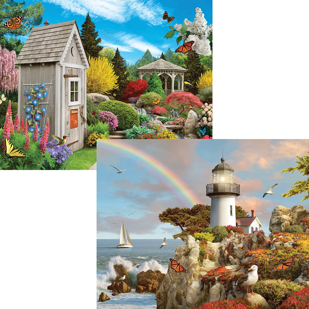 Bits and Pieces – 4-in-1 Multi-Pack - 1000 Piece Jigsaw Puzzles for Adults – 1000 pc Serene Beauty Puzzle Set Bundle by Artist Alan Giana - 51 cm x 69 cm