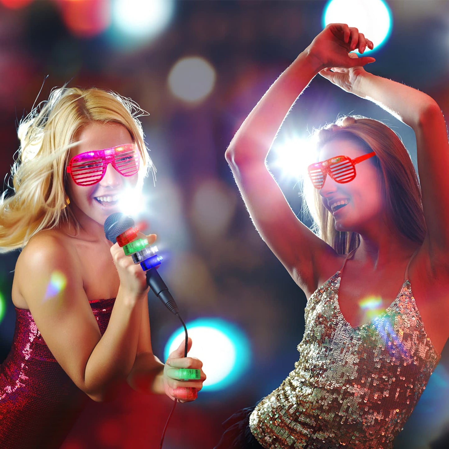 72 Pack LED Light Up Neon Flashing Toys 6 Color Glow in the Dark Party Supplies with 36 LED Glasses Shutter Shades Glow, 36 Finger Ring Lights for Birthday,Easter, Carnival Rave Party