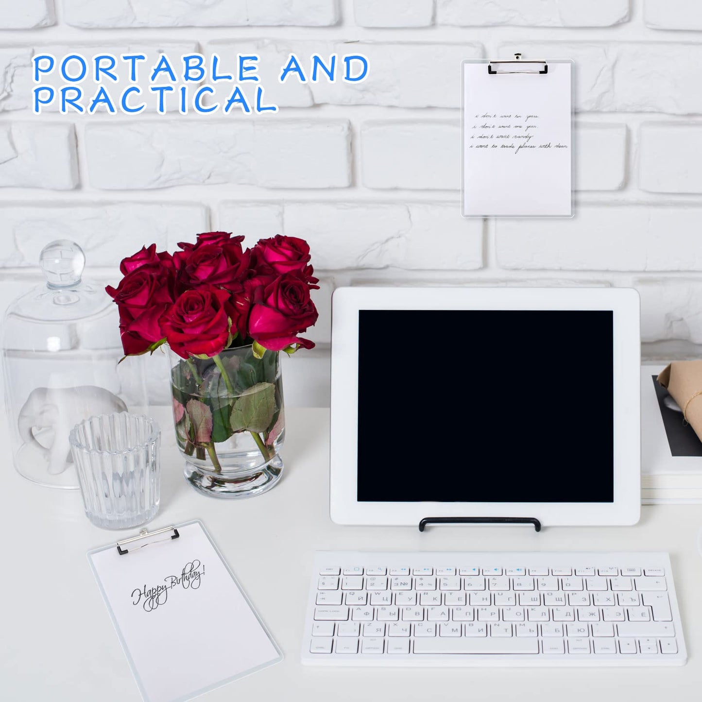 Epakh 20 Pcs Mini Clipboard Small Clear Plastic Clipboard with Low Profile Clip for Small Notepads(4 x 6 Inch)