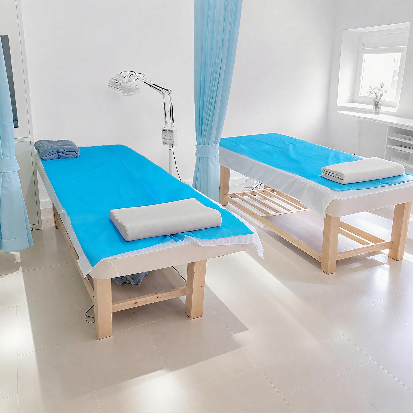 100 Pcs Massage Table Sheets Disposable Bed Sheet 31"x71" - Non Woven Frabic Waterproof Table Bed Covers for Spa, Waxing, Tattoo & Beauty Salon (Blue)