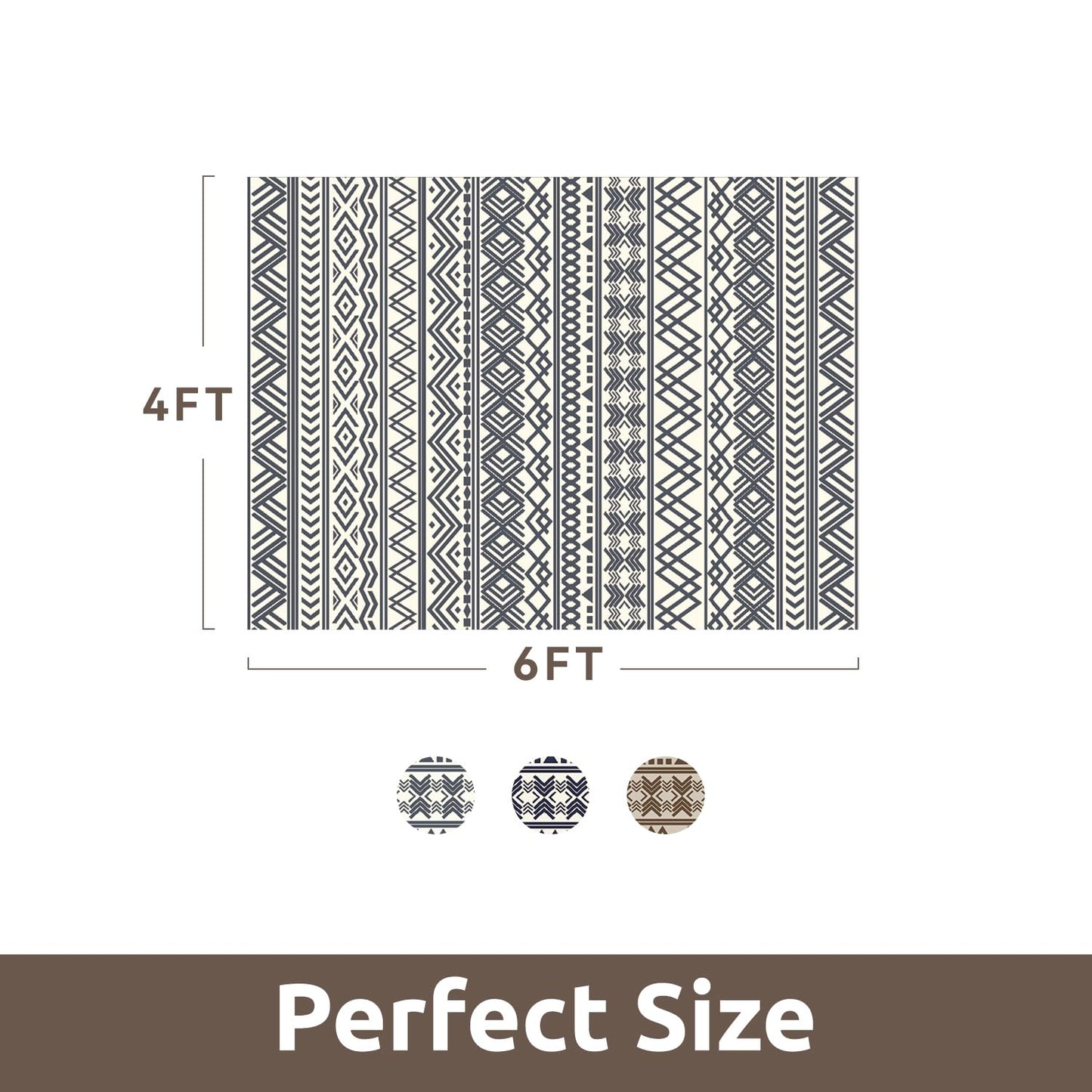 4x6 Outdoor Rug Braided Indoor Outdoor Rugs Carpet Non Slip Outdoor Patio Rug with Rubber Particles Backing, Boho Outdoor Area Rug for Patio Deck Porch Balcony Backyard Living Room, Blackish Grey