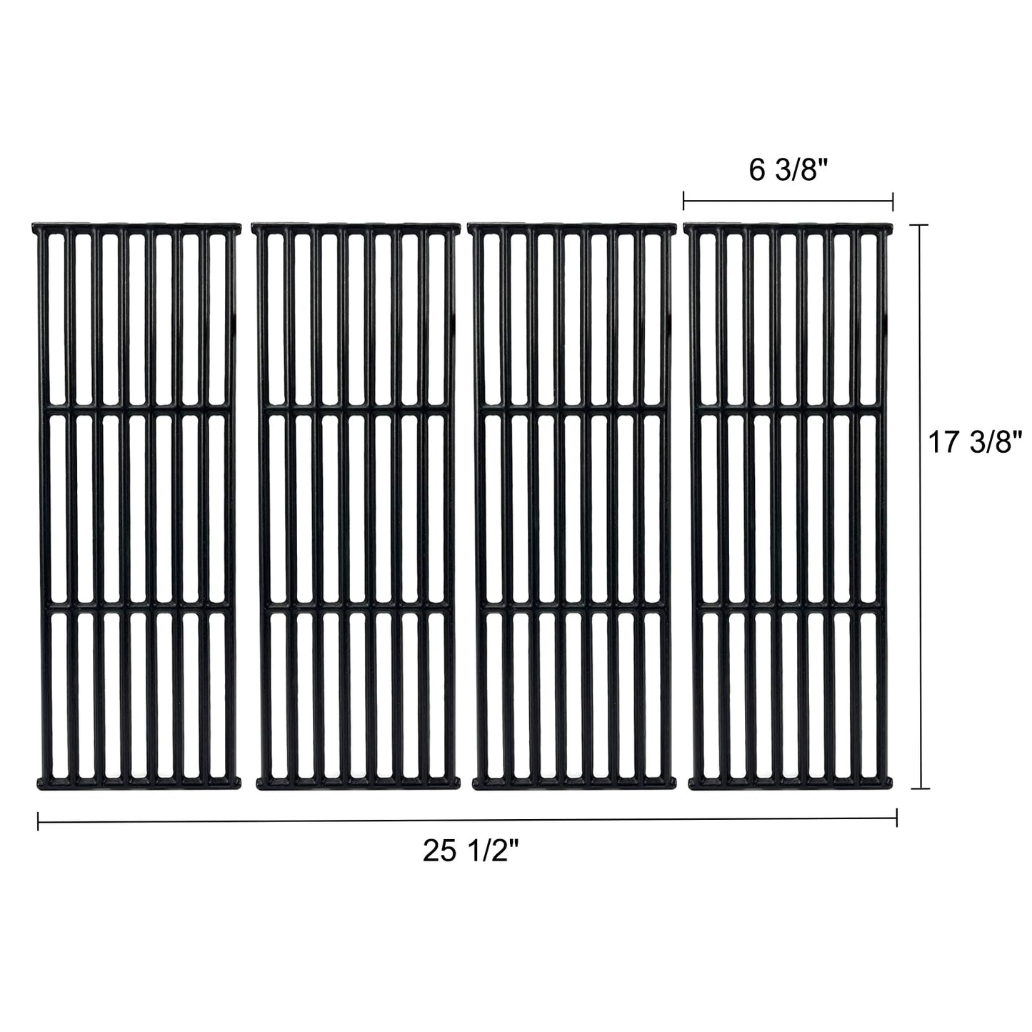 BBQSAVIOR PG74 BBQ Grill Grates for Broil King Baron 440 420 490 320, Broil-Mate and Huntington Models,17 3/8 Inch Cast Iron Cooking Grates Replacement Parts 4-Pack