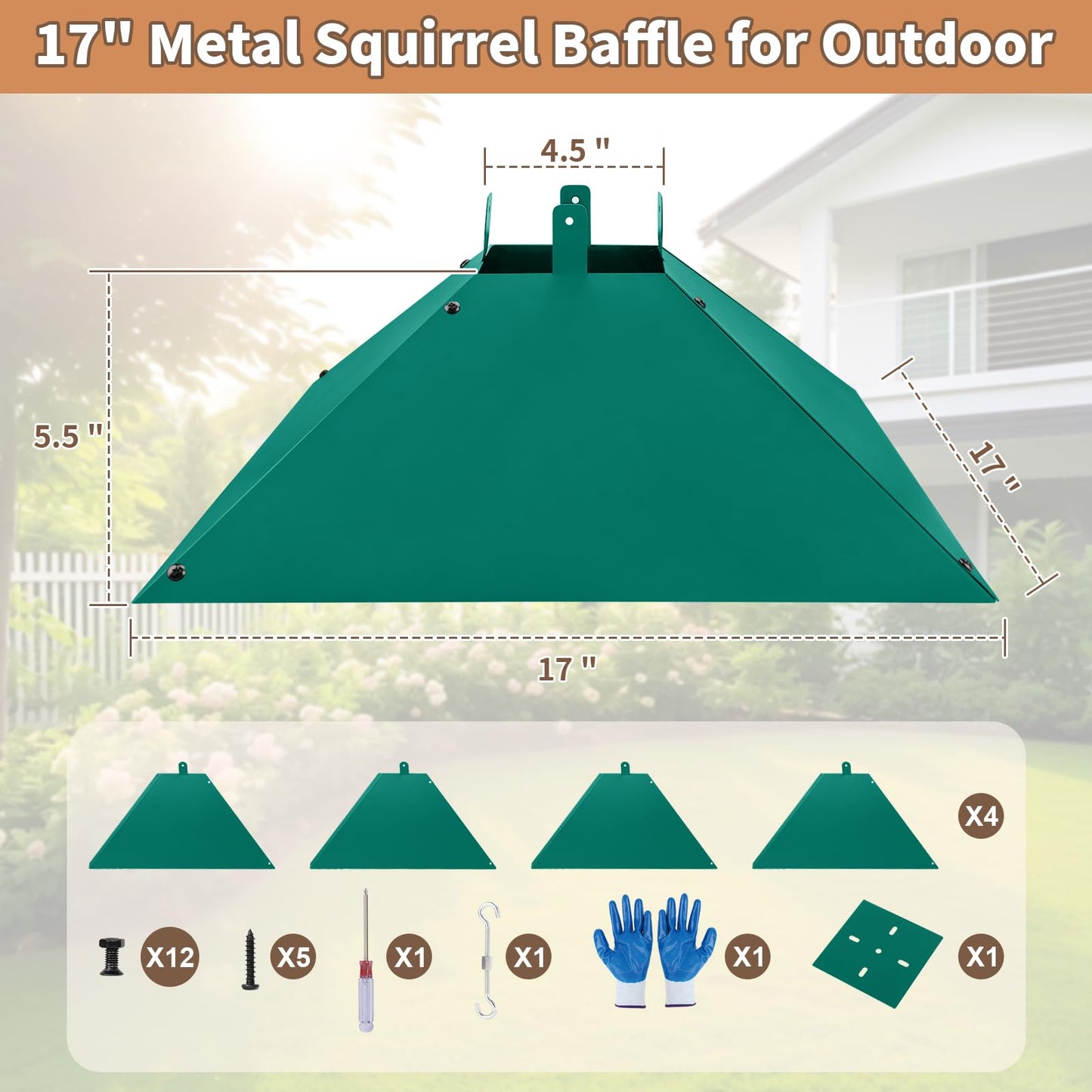 Metal Squirrel Baffle for 4x4 Post,17 Inch Squirrel Guard for Wooden Pole Outdoor,Squirrel Proof Baffles for Bird Feeder Protect Hanging Bird Feeders
