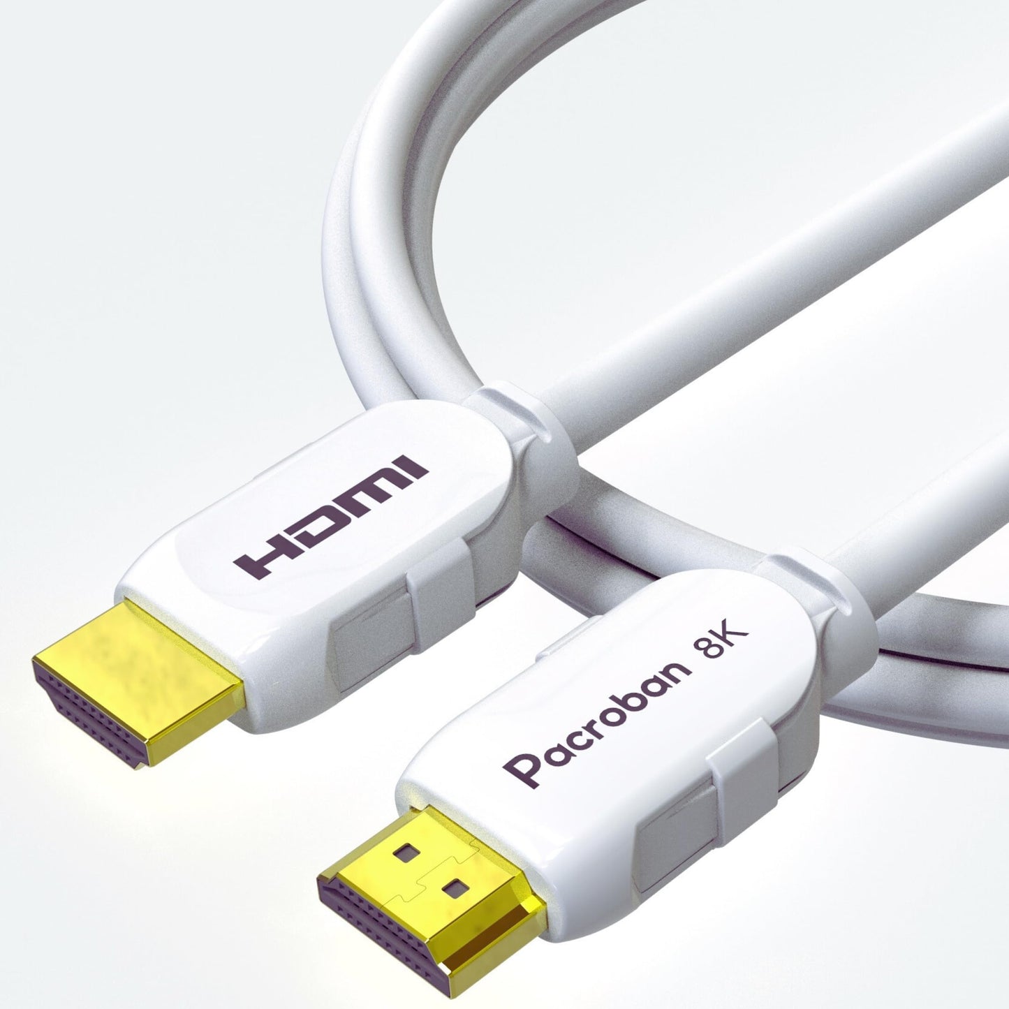 Pacroban 8K HDMI Cable (30ft) White, 8K 60Hz, 4K 120Hz, 10K Resolution, 48Gbps Bandwidth, Dynamic HDR, HDCP 2.2 & 2.3, eARC, ALLM, QFT, QMS, VRR, DTS:X, Dolby Atmos, CL3 in-Wall Safe