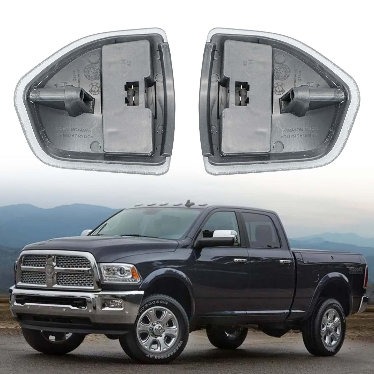 LEVANLIGHT 1 Pair LED Side Mirror Turn Signal Light, Left & Right Lamps Clear Cover Lens Compatible with Dodge Ram 1500 2500 3500 4500 5500 2010-2018, Replace# 68302828AA 68302829AA