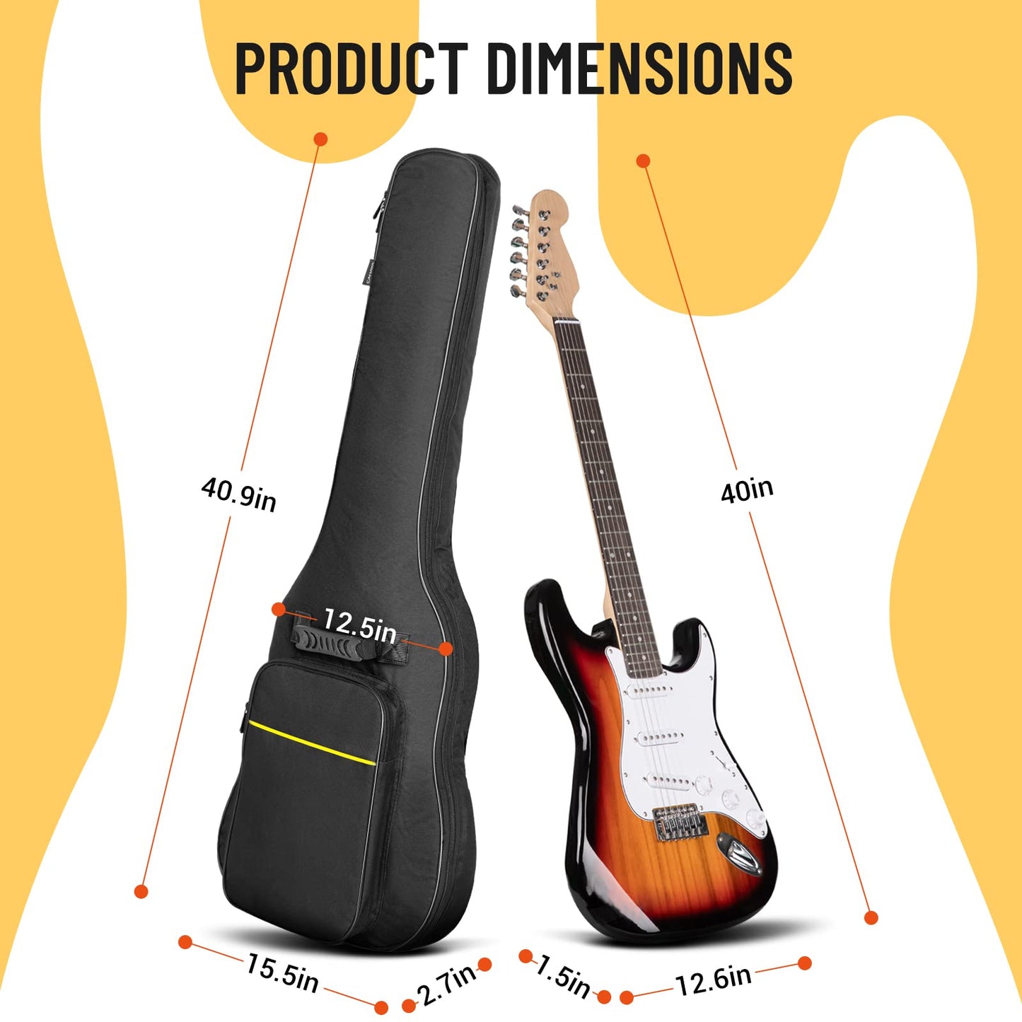 CAHAYA Guitar Bag Gig Bag Padded Backpack Oxford Cloth Water-Resistant with Large Pockets for Guitars (Electric Guitar Bag)