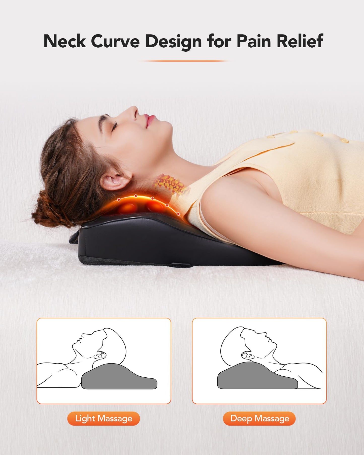 COPYJOY Back Massager For Pain Relief Deep Tissue, Neck Massager With Heat 3D Shiatsu Kneading Electric Massage Pillow For Whole Body Relaxation, Home, Car, Office Use, Gifts For Mom, Dad, Women, Men
