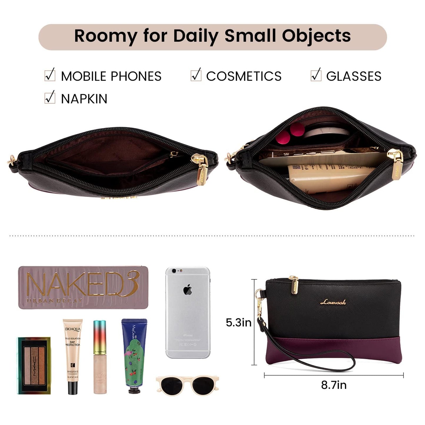 LOVEVOOK Laptop Bag for Women Leather 15.6 Inch Laptop Tote Work Bag Professional Shoulder Bag Computer Briefcase Waterproof Handbag Business Teacher Office Bag Crossbody Purse, Black-Purple