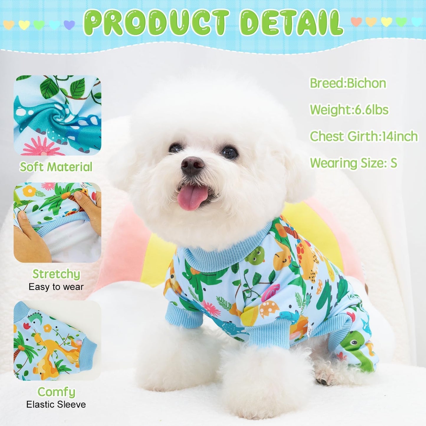 XPUDAC 4 Pack Dog Pajamas Soft Strechy Summer Doggie Clothes for Small Medium Dogs Boy Girl Cat Apparel-2X-Large