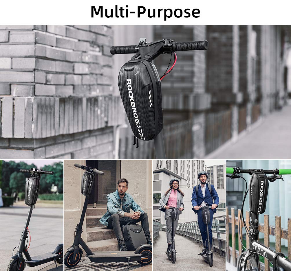ROCKBROS Scooter Storage Bag Electric Scooter Front Hanging Bag Waterproof Scooter Handlebar Bag for Segway ES/Folding Bike EVA Hard Shell Frame Bag