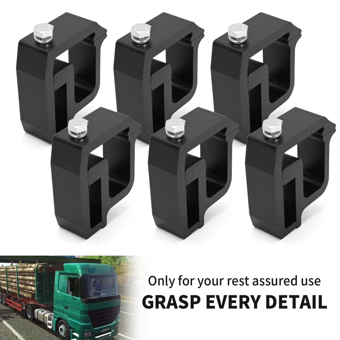 Vkinman 6 Pcs Mounting Clamps Truck Cap Topper Clamps Camper Shell Clamp for Chevy Silverado Sierra 1500 2500 3500, Dodge Dakota Ram 1500 2500 3500, F150 F250 Black